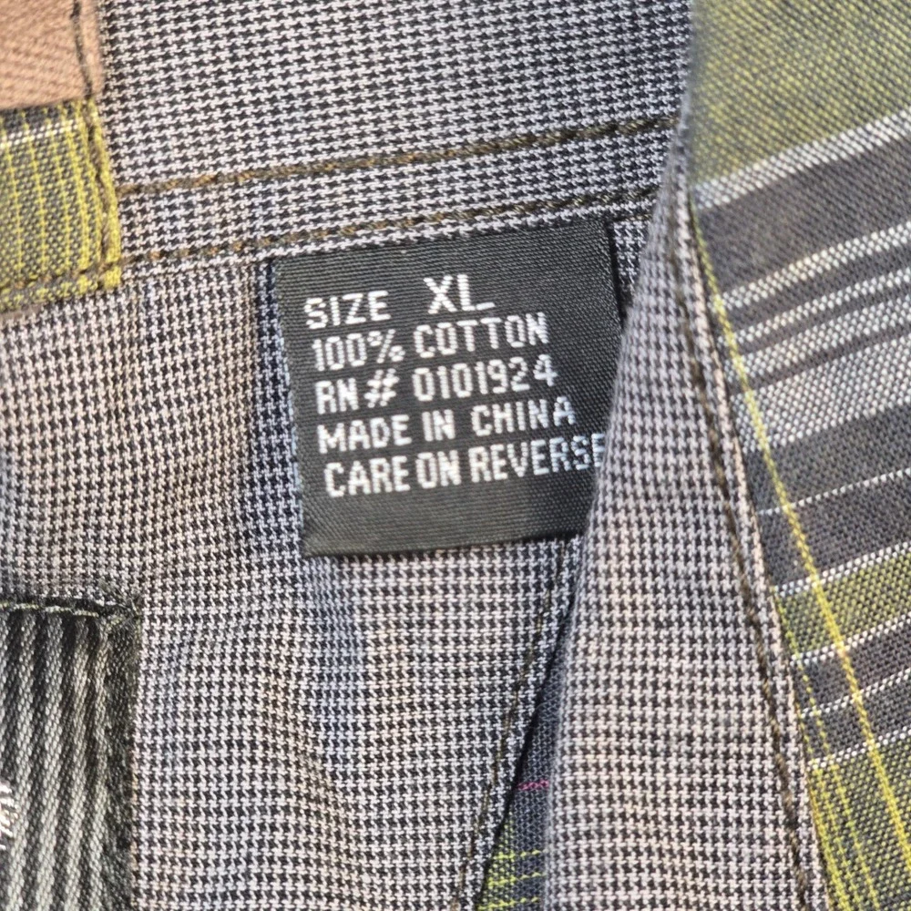 English Laundry Blaque Label Mens XL Plaid Button Down Shirt Olive Green Cotton